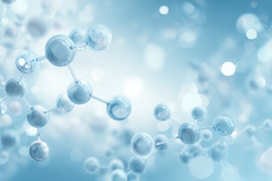 Medical abstract background featuring white and light blue molecular structures with a soft gradient for presentations and digital designs