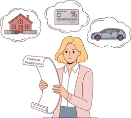 Financial planning, major expense forecast, credit card concept, house goal, car projection, thoughtful budgeting, future strategy, savings target, smart decision