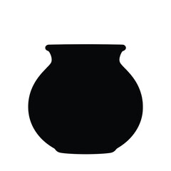 Black silhouette of a rounded pot with flared rim vase