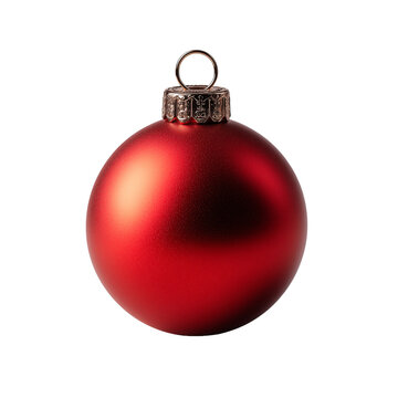 Matte Red Christmas Bauble &mdash; Non-Glare Finish (Isolated on White)
