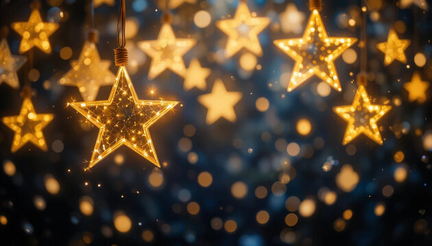 Golden Glowing Star Light Background for Festive Holiday Celebrations