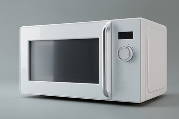 Fototapeta premium A white microwave oven with a black screen