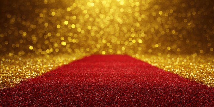 Elegant Golden Awards Background with Luxurious Red Carpet Centerpiece