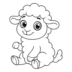 Cute Little Sheep Sitting Coloring Page