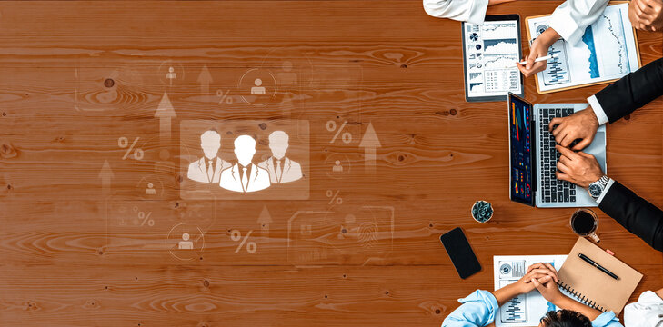 Concept of human resources metrics and workforce analytics. The data shows employee team performance, professional development, and overall business growth and success. Fermion