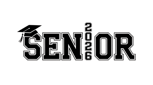 Senior 2026 graduation cap typography text design for high school and college students celebrating achievements