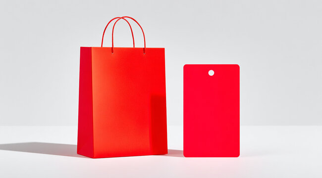 A red shopping bag on a white background. Canadian Boxing Day Shopping