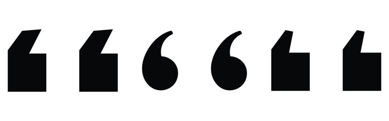 Black dark isolated quote icons set on white background. Inverted commas icon set. Different shapes inverted flat commas icon set on white page. Quote mark sets on white background. EPS 10. 