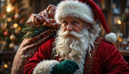 Santa Claus with gift sack