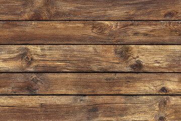Naklejka premium aged rustic wooden planks with visible grain and knots
