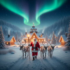 santa claus and reindeer