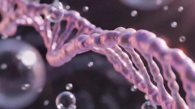 Close-up of a glowing dna strand representing scientific research