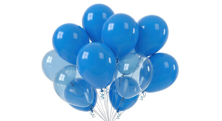Fototapeta premium Bunch of blue balloons PNG isolated on transparent background, festive decoration for birthday party and celebration events