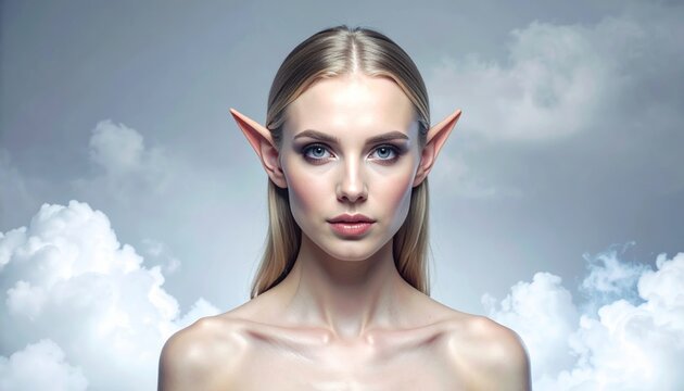 Fantasy Portrait of an Ethereal Woman with Elegant Pointed Elf Ears