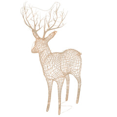 3d render christmas reindeer light sculpture with transparent background