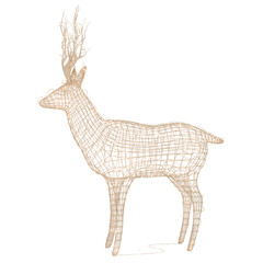3d render christmas reindeer light sculpture with transparent background