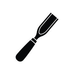 Black silhouette of a wood chisel tool carving woodworking