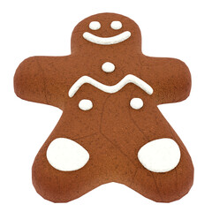 3d render gingerbread man cookie with transparent background