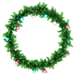 3d render christmas wreath green garland festive circle ornament ring holiday decor with transparent background
