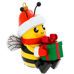 3d render Christmas bee ornament with transparent background