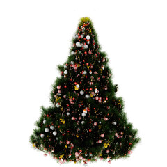 3d render decorated christmas tree star with transparent background
