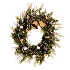 3d render christmas wreath bells ornaments with transparent background