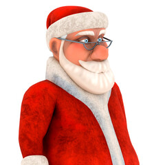 3d render santa claus character standing with transparent background