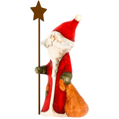 3d render santa figurine star staff with transparent background