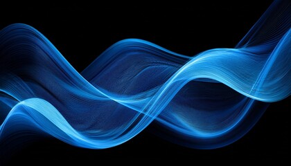 Abstract Blue Wave Patterns On Black Background