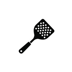 Black slotted spatula kitchen utensil icon cooking 1