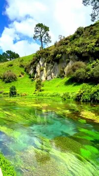 The view in Putaruru Blue Spring, New Zealand 