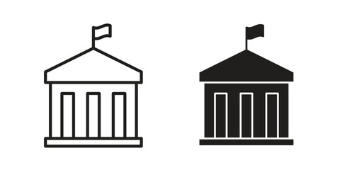 City hall building icon line illustration background. icon concept vector