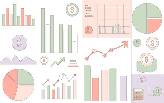 Collection of financial and data visualization graphics - Powered by Adobe