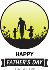 Dad with Son and Daughter Walking in Nature