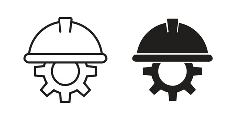Construction worker icon line illustration background. icon concept vector