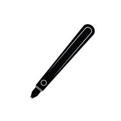 Black stylized pen with pointed tip and circular detail
