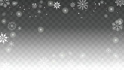 falling icy snowflakes different shape vector stock illustration