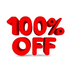 Huge 100 Percent OFF 3D Red Text Discount Sale