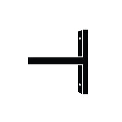 Black T shape bracket on white background vector
