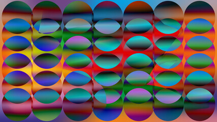 Abstract geometric pattern of colorful oval shapes in a grid arrangement