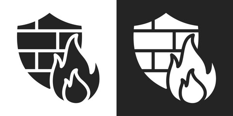Firewall Icon In Black And White Glyph Style