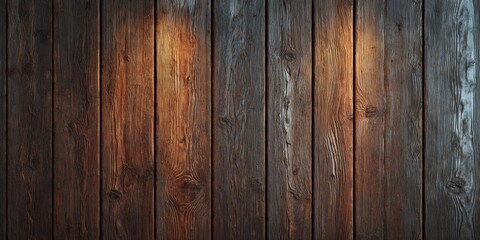 Obraz premium Dark Brown Wooden Wall Panels Softly Lit for Cozy Interior Appeal