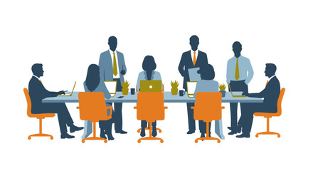 Business meeting with diverse team collaborating in modern office setting