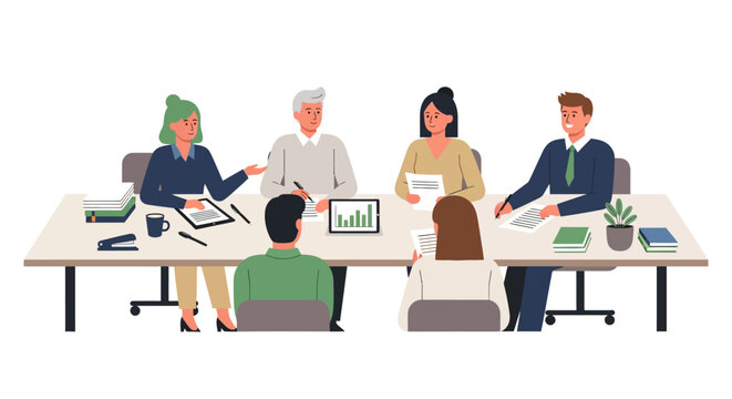 Business meeting in modern office with diverse team analyzing data