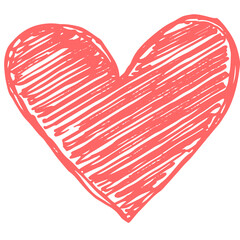 Hand drawn doodle hearts sketch.