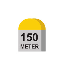 destination mile stone 150 meter small stone landmark the roadside roadside distance detailed, vector illustration