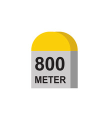 destination mile stone 800 meter small stone landmark the roadside roadside distance detailed, vector illustration