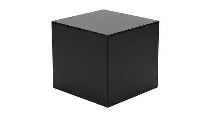 A minimalist black cube, perfect for product display or abstract design, isolated on transparent background