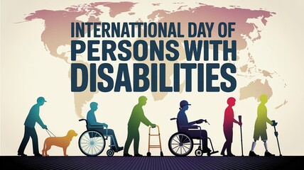 Global map backdrop emphasizes worldwide International Day of Persons with Disabilities.