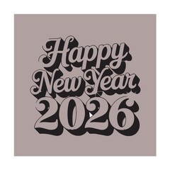 Happy New Year 2026 Retro Groovy Typography Design